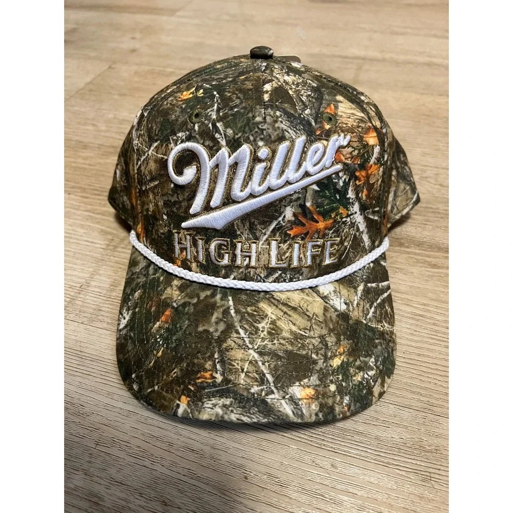 Miller High Life‎ Hat Mens Camo Rope Snapback Cap Beer Logo Camouflage NWT